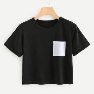 Chest Pocket Black Top Size M